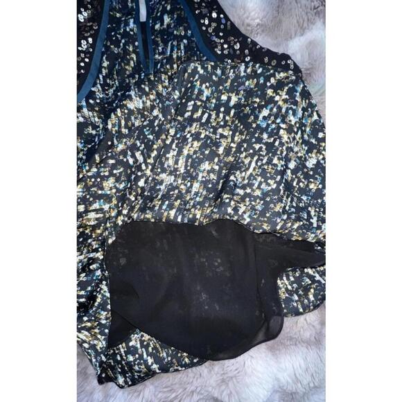 Rebecca Taylor Embellished Blue Print High Neck Tank Top, small - Picture 8 of 9